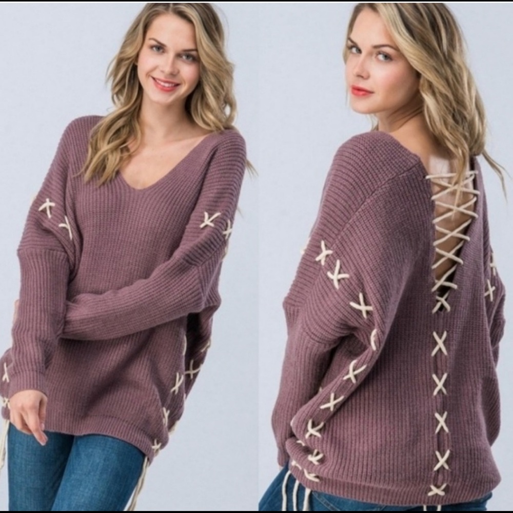 NEW! Open Back Laced Sweater